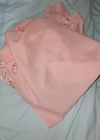 Toz pembe şifon şal - Görsel 3