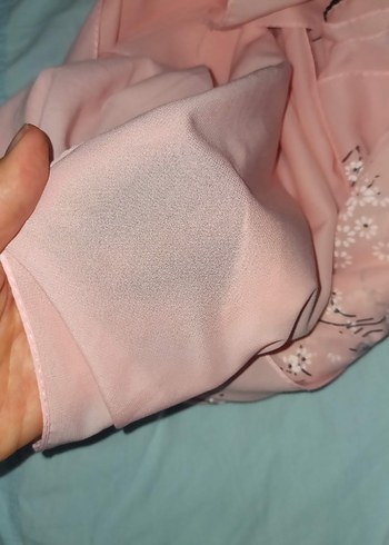 Toz pembe şifon şal - Görsel 4