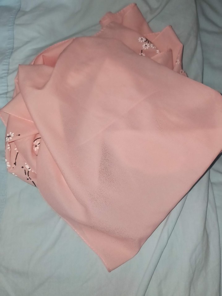 Toz pembe şifon şal - Görsel 3