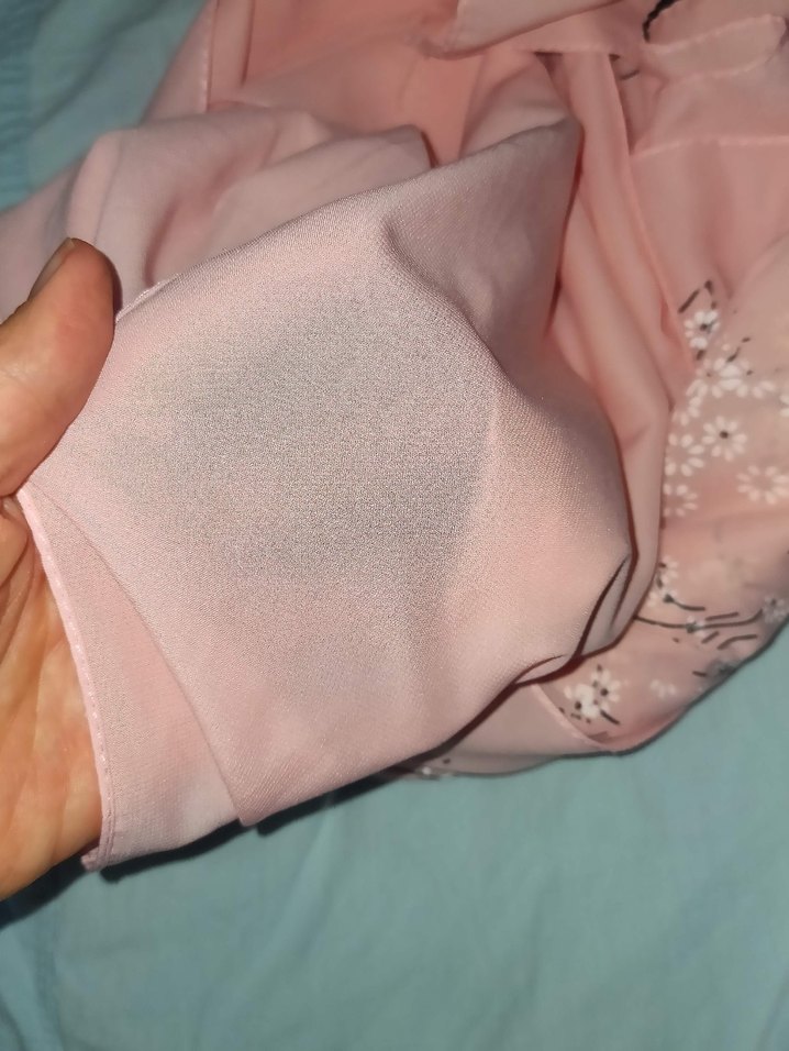 Toz pembe şifon şal - Görsel 4