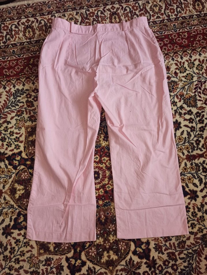 Pembe Pamuklu Kadın Kapri Pantolon - Görsel 5