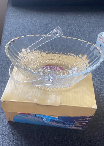 Vintage Altın Desenli Cam Salata Kasesi - Görsel 2