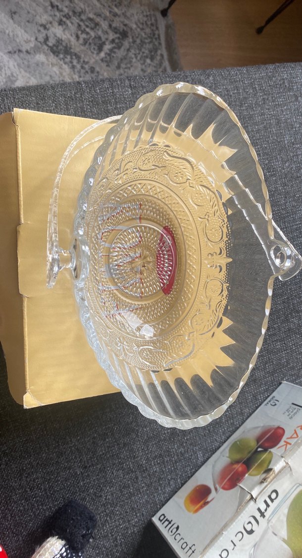 Vintage Altın Desenli Cam Salata Kasesi - Görsel 3