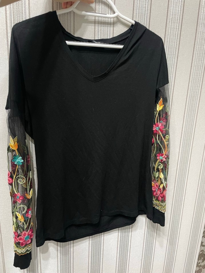 Nakışlı Bohem Uzun Kollu Bluz - Görsel 5