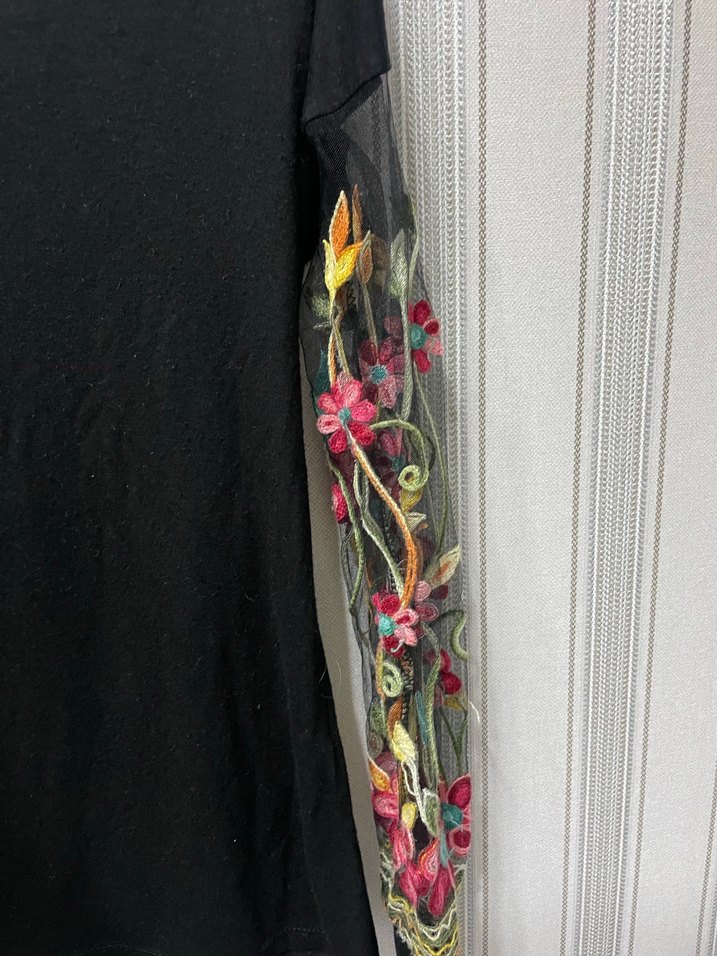 Nakışlı Bohem Uzun Kollu Bluz - Görsel 4