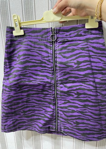 Mor Zebra Desenli Mini Etek - Görsel 5