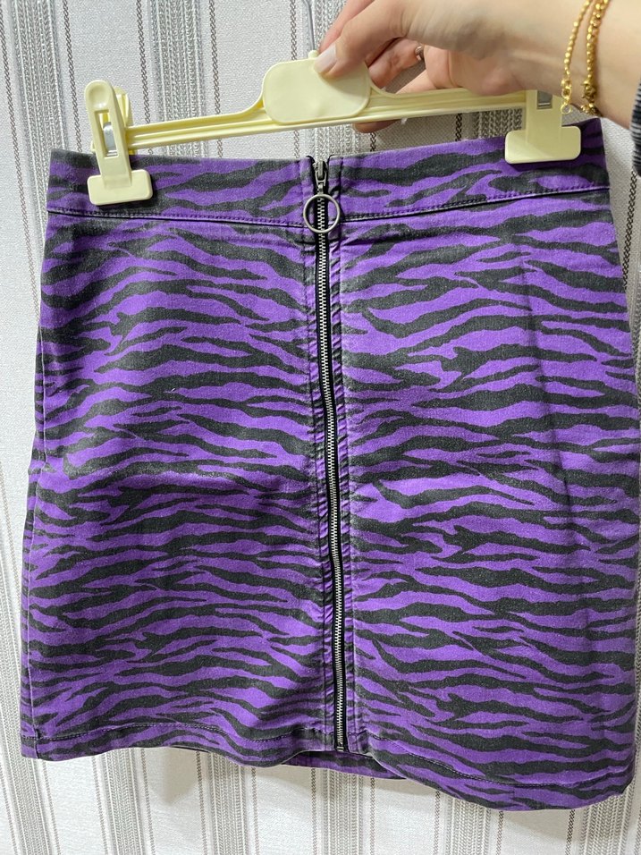 Mor Zebra Desenli Mini Etek - Görsel 5