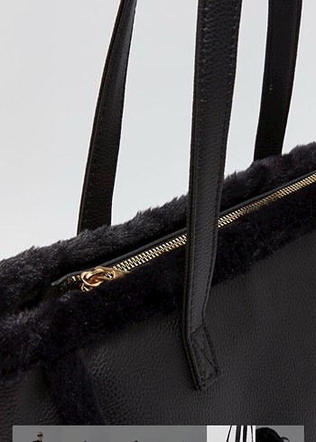 Siyah Süet Kürklü Kadın Ofis Çantası - Görsel 4