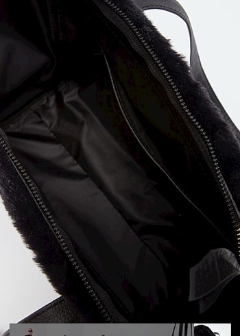 Siyah Süet Kürklü Kadın Ofis Çantası - Görsel 3