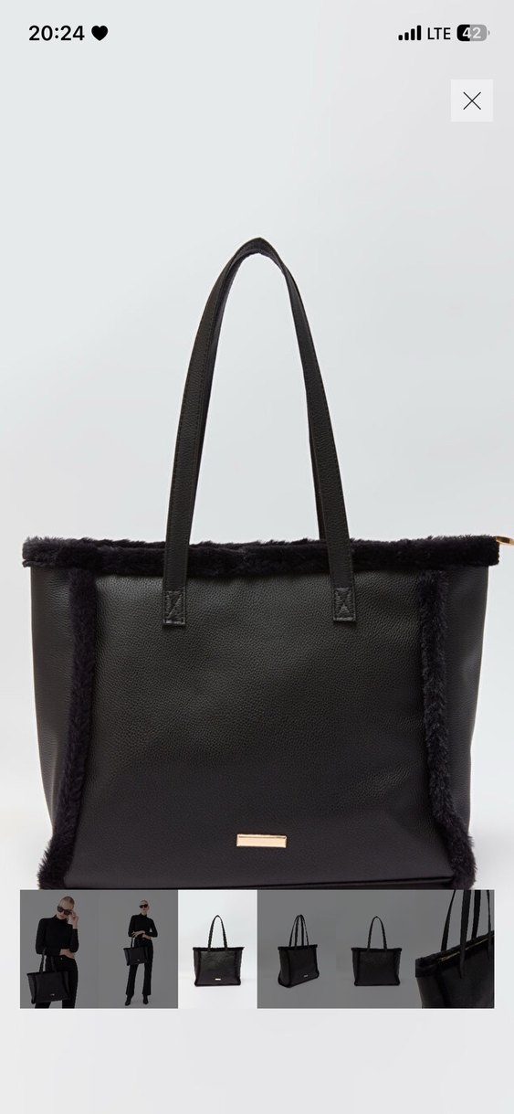 Siyah Süet Kürklü Kadın Ofis Çantası - Görsel 2