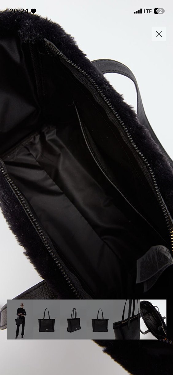 Siyah Süet Kürklü Kadın Ofis Çantası - Görsel 3
