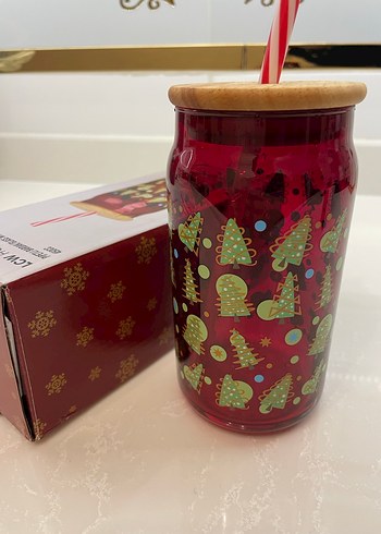 LCW HOME Baskılı Pipetli Kırmızı Cam Bardak 450 ml - Görsel 3