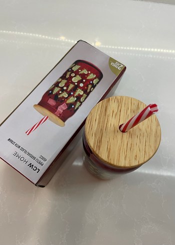 LCW HOME Baskılı Pipetli Kırmızı Cam Bardak 450 ml - Görsel 6