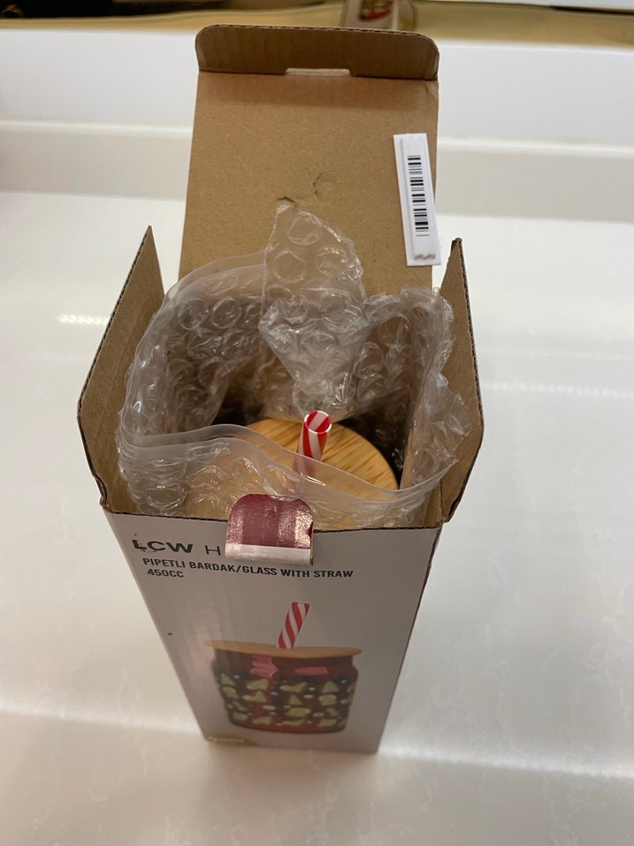 LCW HOME Baskılı Pipetli Kırmızı Cam Bardak 450 ml - Görsel 4