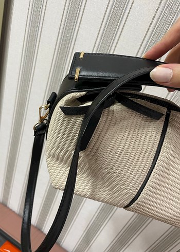 Gri-Beyaz Fermuarlı Kadın Çanta - Görsel 7