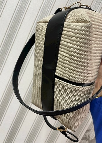 Gri-Beyaz Fermuarlı Kadın Çanta - Görsel 8