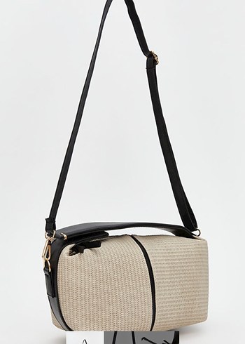 Gri-Beyaz Fermuarlı Kadın Çanta - Görsel 12