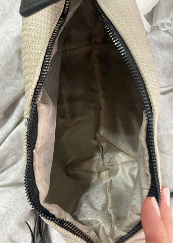 Gri-Beyaz Fermuarlı Kadın Çanta - Görsel 11