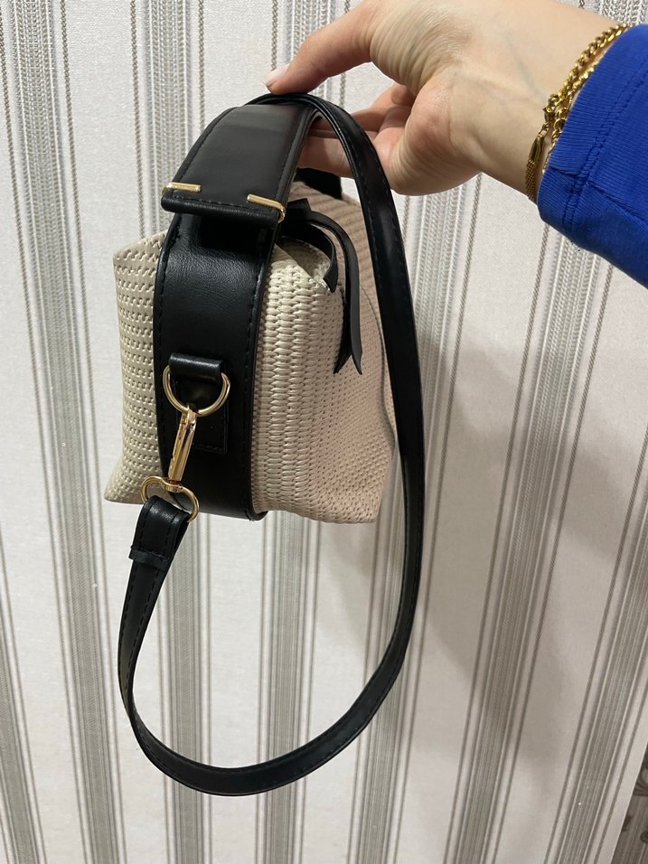 Gri-Beyaz Fermuarlı Kadın Çanta - Görsel 2