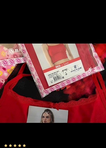 Baykar Kırmızı İp Askılı Crop Büstiyer - Görsel 5