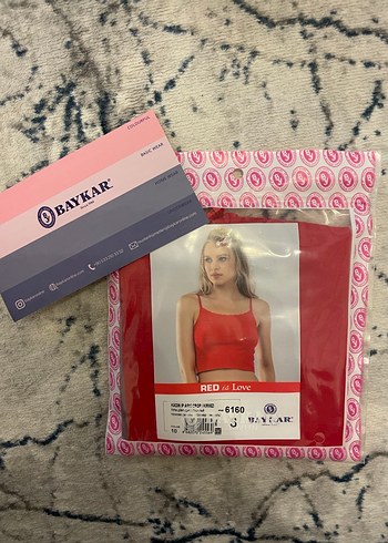 Baykar Kırmızı İp Askılı Crop Büstiyer - Görsel 3