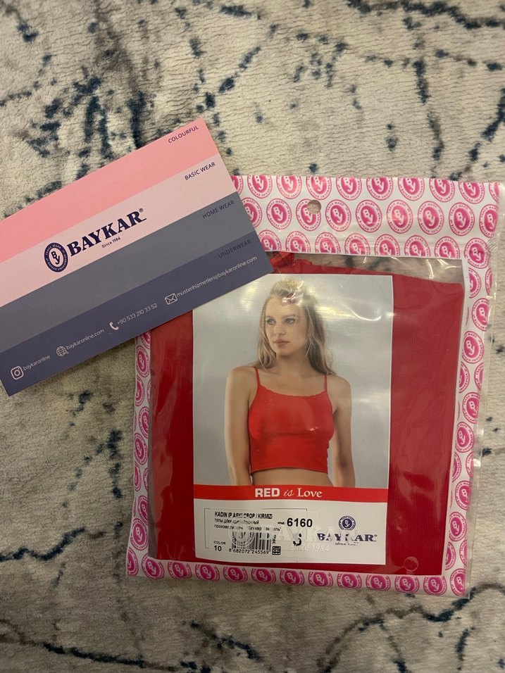 Baykar Kırmızı İp Askılı Crop Büstiyer - Görsel 2