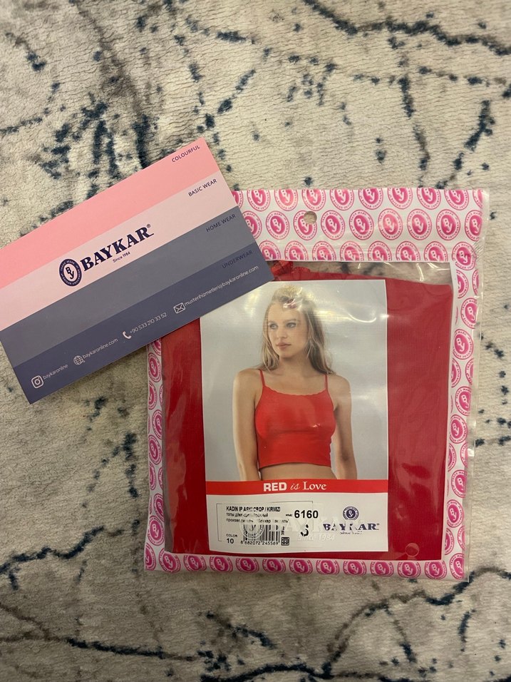 Baykar Kırmızı İp Askılı Crop Büstiyer - Görsel 3