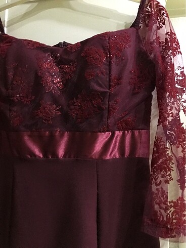 m Beden bordo Renk Bordo abiye uzun simli