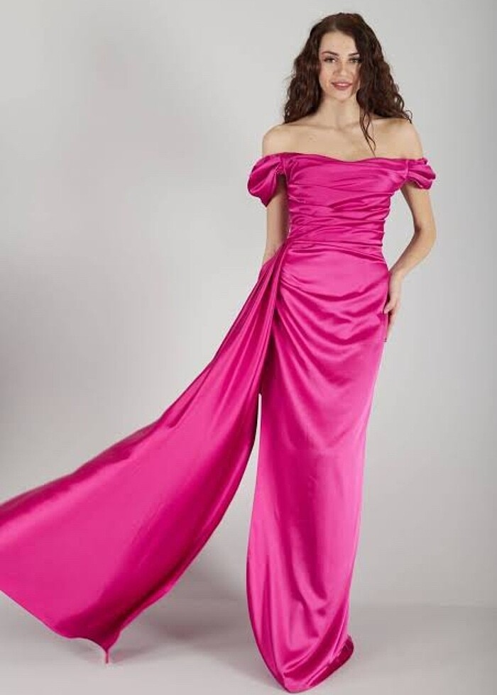 Fuşya pembe abiye elbise - Görsel 2
