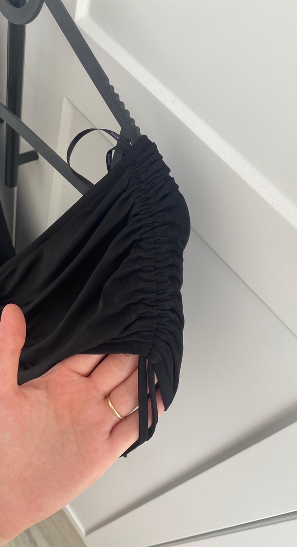 Siyah V Yakalı Uzun Drapeli Kadın Elbise - Görsel 3