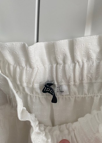 Beyaz Keten Fırfırlı Askılı Bluz - Görsel 2