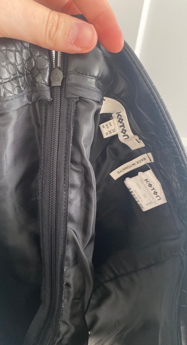 Deri Kemerli Mini Etek Siyah - Görsel 2