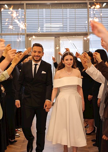 s Beden Modern Straplez Beyaz Söz Nişan Elbisesi