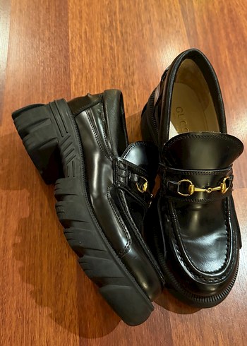 Siyah Deri Tokalı Platform Topuklu Kadın Loafer - Görsel 5