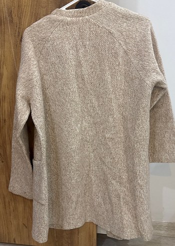 Bej Midi Kadın Örgü Yün Hırka - Görsel 3