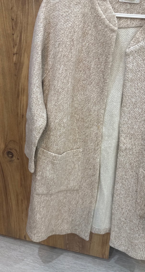 Bej Midi Kadın Örgü Yün Hırka - Görsel 2