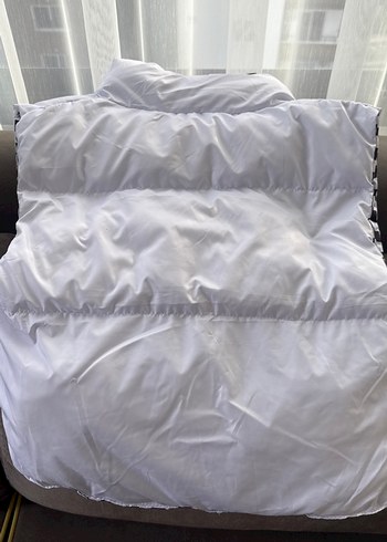 Beyaz Kareli Fermuarlı Kadın Yelek - Görsel 3