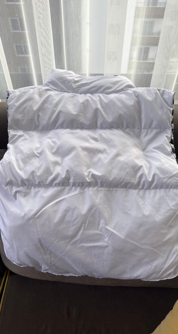 Beyaz Kareli Fermuarlı Kadın Yelek - Görsel 3