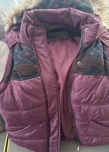 Bordo Kürklü Kadın Yelek - Görsel 2