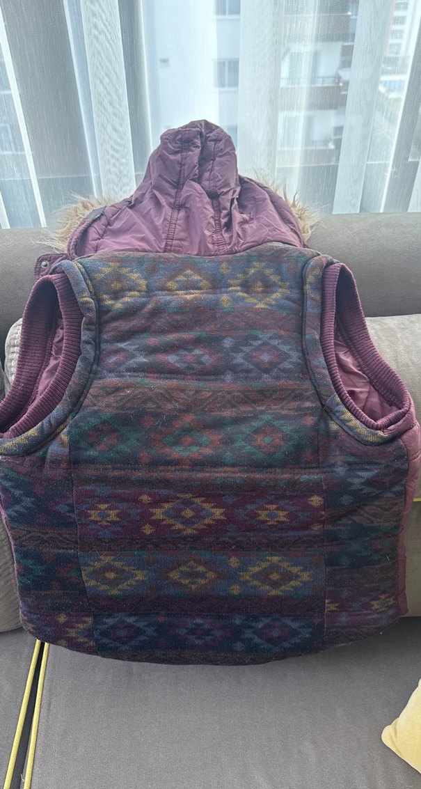 Bordo Kürklü Kadın Yelek - Görsel 3