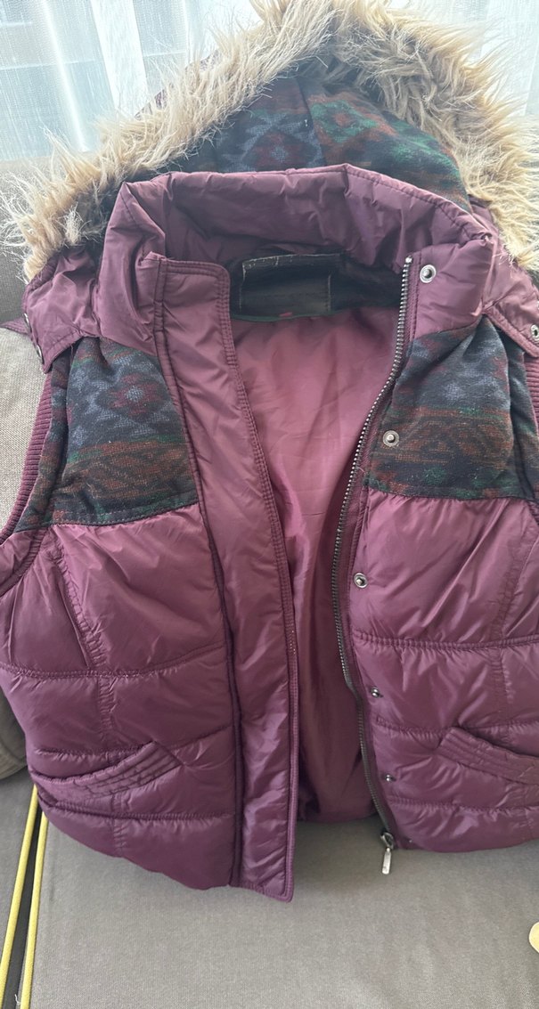 Bordo Kürklü Kadın Yelek - Görsel 2