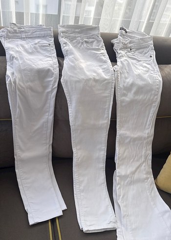 Beyaz Kadın Kumaş Pantolon - Normal Boy, Pilili - Görsel 2