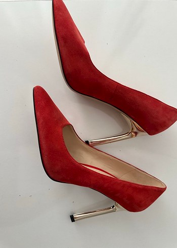 Kırmızı Süet Stiletto Topuklu Ayakkabı