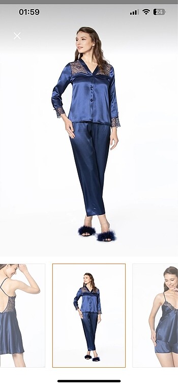 Pierre Cardin Saten Gecelik Seti - Görsel 5