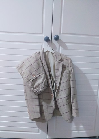 Bej Ekose Desenli Erkek Takım Elbise - Görsel 2