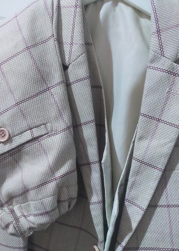 Bej Ekose Desenli Erkek Takım Elbise - Görsel 3