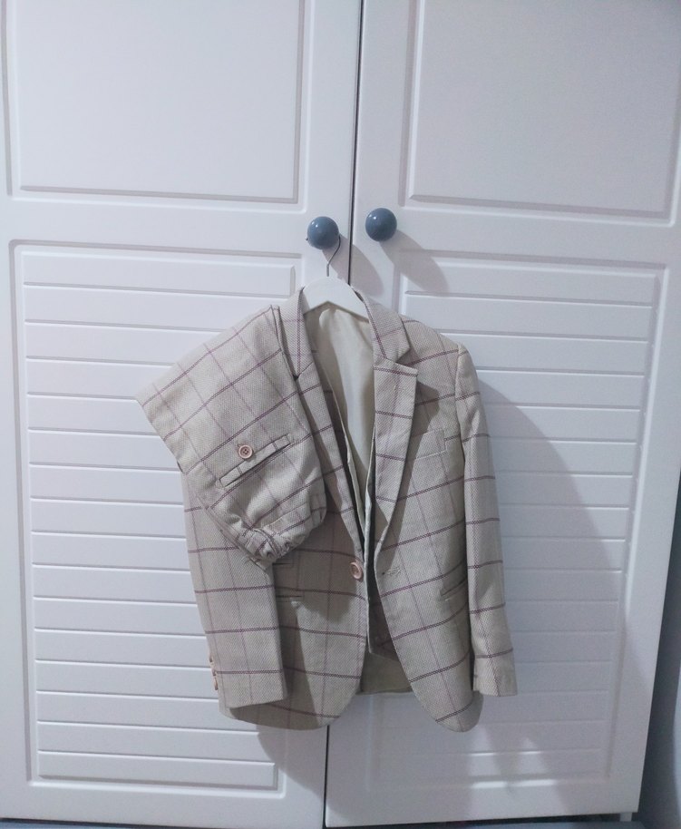 Bej Ekose Desenli Erkek Takım Elbise - Görsel 2