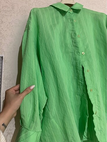 universal Beden yeşil Renk Oversize gömlek
