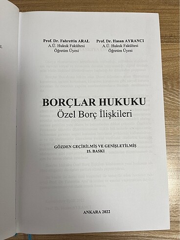 Borçlar Hukuku Fahrettin Aral