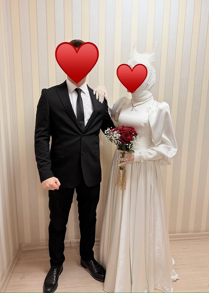 Kuyruklu nikah elbisesi saten - Görsel 3